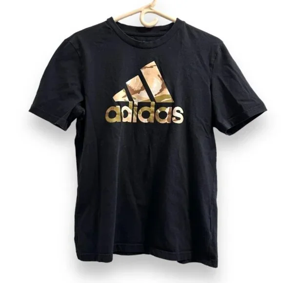 adidas Camouflage Logo Black Short Sleeve T-Shirt Men’s Size Small Military Army - Picture 2 of 15